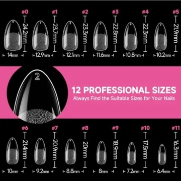 UNA GELLA 504Pcs Almond Nail Tips for Salon Quality