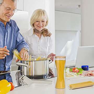 ComSaf Glass Container Food Storage Set of 3, Sealing Glass Jar with Airtight Bamboo Lid,Pasta Containers for Pantry, Storage Canisters for Noodles Flour Cereal Sugar Tea Spice Coffee Beans