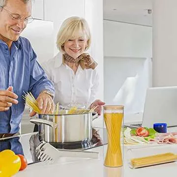 ComSaf Glass Container Food Storage Set of 3, Sealing Glass Jar with Airtight Bamboo Lid,Pasta Containers for Pantry, Storage Canisters for Noodles Flour Cereal Sugar Tea Spice Coffee Beans