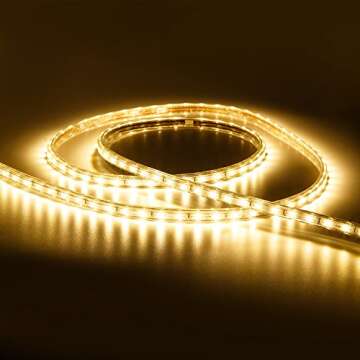 GuoTonG 50ft/15m LED Rope Lights 3000K Warm White, Strip Lights Kit Cuttable, Connectable, Waterproof, Flexible, 110V UL Listed Power. Ideal For Indoor/Outdoor Bedroom Garden Party Decorative Lighting