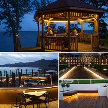 GuoTonG 50ft/15m LED Rope Lights 3000K Warm White, Strip Lights Kit Cuttable, Connectable, Waterproof, Flexible, 110V UL Listed Power. Ideal For Indoor/Outdoor Bedroom Garden Party Decorative Lighting