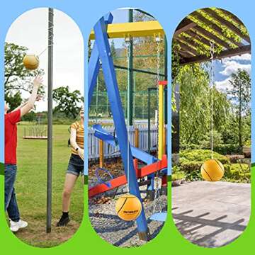 Trymaker Tetherball, Tether Balls and Rope Set, Replacement Tetherball for Adults Backyard Outdoors