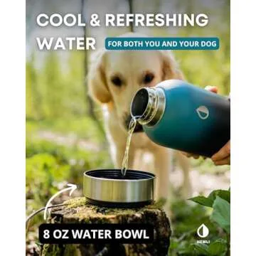 HEMLI 32 oz. Portable Dog Water Bottle, Dog Travel Water Bottle, Portable Water Bowl for Dogs, Dog Travel Bowel, Dog Water Bottle for Walking, Dog Travel Accessories Kit, Pet Travel Bottle for Hiking
