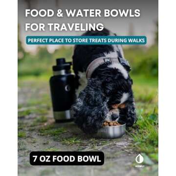 HEMLI 32 oz. Portable Dog Water Bottle, Dog Travel Water Bottle, Portable Water Bowl for Dogs, Dog Travel Bowel, Dog Water Bottle for Walking, Dog Travel Accessories Kit, Pet Travel Bottle for Hiking