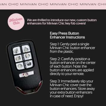 MINIVAN CHIC- Key Fob Cover fit for Honda Odyssey 7 Button Remote- Fob Accessories with Easy-Press E...