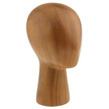 Elegant Abstract GFRP Wooden Style Mannequin Head Display Stand