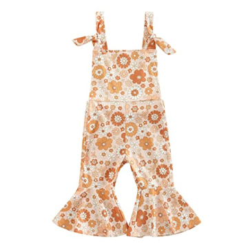ZAXARRA Toddler Baby Girl Jumpsuit Romper Boho Overalls Bell-Bottom Pants Baby Girl Clothes (flowers...