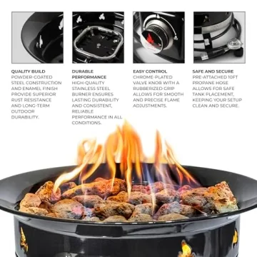 Portable Propane Fire Pit for Camping and Patio Use