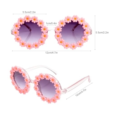 Topbuti Girls Round Daisy Flower Sunglasses UV 400 Fun Eyewear