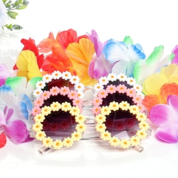 Topbuti Girls Round Daisy Flower Sunglasses UV 400 Fun Eyewear
