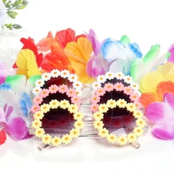Topbuti Girls Round Daisy Flower Sunglasses UV 400 Fun Eyewear