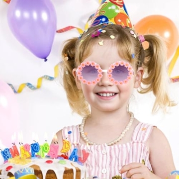 Topbuti Girls Round Daisy Flower Sunglasses UV 400 Fun Eyewear