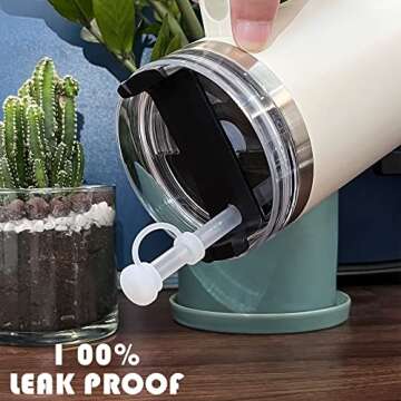 Mojoker 6pcs Silicone Spill Proof Stopper Set, Straw Cover for Stanley Cup 1.0 40oz/ 30oz, Including 2 Square Spill Stopper, 2 Round Leak Stopper and 2 Straw Cover Cap for Stanley Cup Accessories