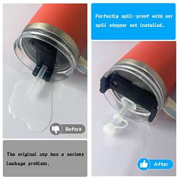 Mojoker 6pcs Silicone Spill Proof Stopper Set, Straw Cover for Stanley Cup 1.0 40oz/ 30oz, Including 2 Square Spill Stopper, 2 Round Leak Stopper and 2 Straw Cover Cap for Stanley Cup Accessories