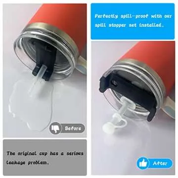 Mojoker 6pcs Silicone Spill Proof Stopper Set, Straw Cover for Stanley Cup 1.0 40oz/ 30oz, Including 2 Square Spill Stopper, 2 Round Leak Stopper and 2 Straw Cover Cap for Stanley Cup Accessories