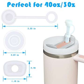 Mojoker 6pcs Silicone Spill Proof Stopper Set, Straw Cover for Stanley Cup 1.0 40oz/ 30oz, Including 2 Square Spill Stopper, 2 Round Leak Stopper and 2 Straw Cover Cap for Stanley Cup Accessories