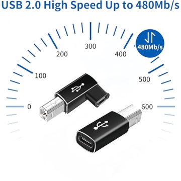 USB B to USB C Adapter Set for Printers and MIDI Devices