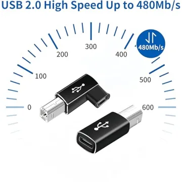USB B to USB C Adapter Set for Printers and MIDI Devices