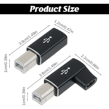 USB B to USB C Adapter Set for Printers and MIDI Devices