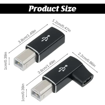 USB B to USB C Adapter Set for Printers and MIDI Devices