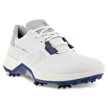 ECCO Men's Biom G5 Gore-TEX Waterproof Golf Shoe, White/Blue Depths, 11-11.5