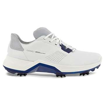 ECCO Men's Biom G5 Gore-TEX Waterproof Golf Shoe, White/Blue Depths, 11-11.5
