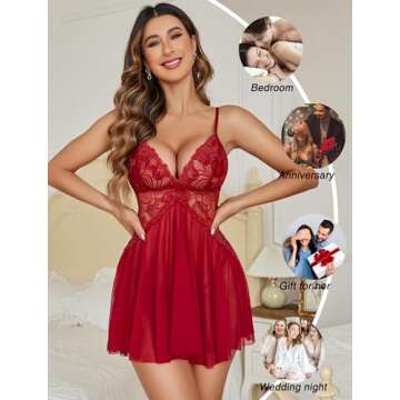 Avidlove Lace Babydoll Nightdress for Romantic Nights