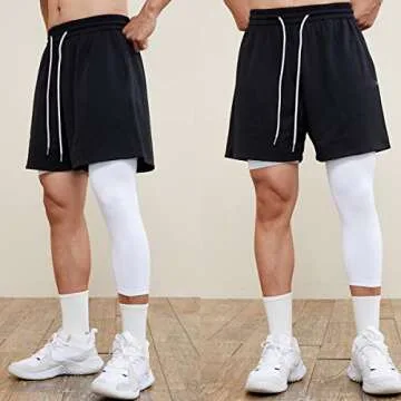 Jonscart Men?s 3/4 One Leg Compression Capri Tights Pants Athletic Base Layer Underwear (White-L,S)
