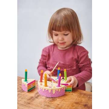 Tender Leaf Toys Rainbow Birthday Cake for Imaginative Play