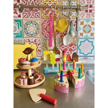 Tender Leaf Toys Rainbow Birthday Cake for Imaginative Play