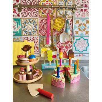 Tender Leaf Toys Rainbow Birthday Cake for Imaginative Play