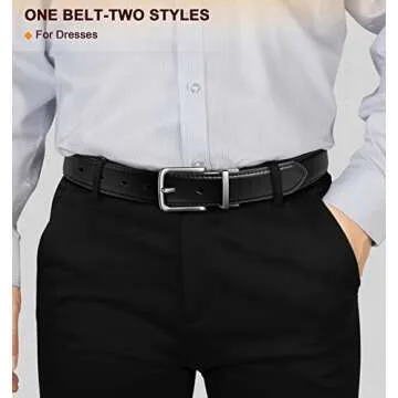 BULLIANT Men's Belt,Reversible Belt 1.25" For Gift Mens Casual Golf Dress pants shirts,One Reverse For 2 Sides(Black/Light Brown,38"-40" Waist Adjustable)