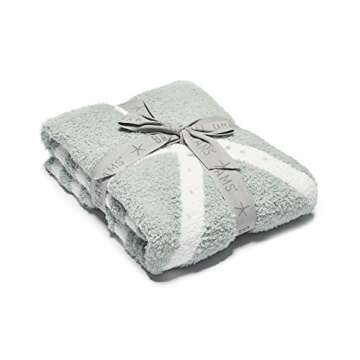 Barefoot Dreams CozyChic Starfish Blanket, Seafoam Green/White