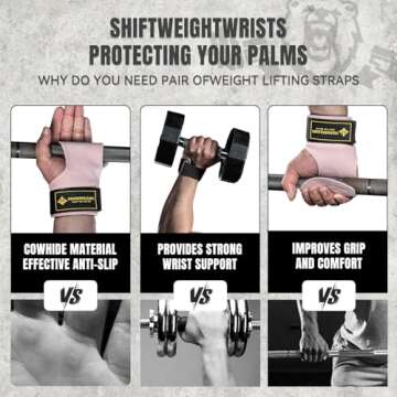 MANUEKLEAR Gym Straps Weight Lifting, Double Leather Lifting Straps for Men Deadlift with Cushion Wrist Loop, Gym Lifting Wrist Wraps for Weightlifting