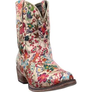 Elegant ROPER Women’s Ingrid Floral Metallic Snip Toe Casual Boots - Gold Multi - Size 7 B