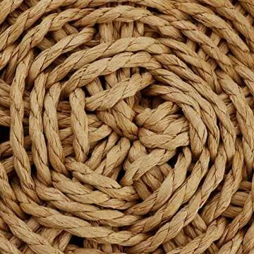 Round Straw Bag Rattan Crossbody Bag Handwoven Natural Summer Beach Shoulder Bag for Women (Coffee color)