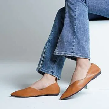 Slocyclub Women’s Pointed Toe Flats  Comfort Casual Shoes