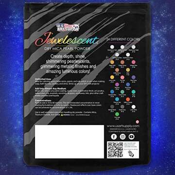 U.S. Art Supply Jewelescent Interference Gold Mica Pearl Powder Pigment, 3.5 oz (100g) Sealed Pouch - Cosmetic Grade, Metallic Color Dye - Paint, Epoxy, Resin, Soap, Slime Making, Makeup, Art