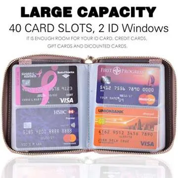 Easyoulife Womens Credit Card Holder Wallet Zip Leather Card Case RFID Blocking (Glitter Light Purple)