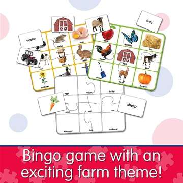 The Learning Journey: Match It! Bingo - Farm - Reading Game for Preschool and Kindergarten 36 Pictur...