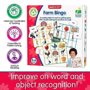 The Learning Journey: Match It! Bingo - Farm - Reading Game for Preschool and Kindergarten 36 Picture Word Cards