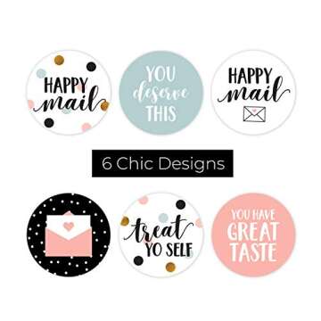 Assorted Happy Mail Stickers - 500 Colorful Designs for Packaging