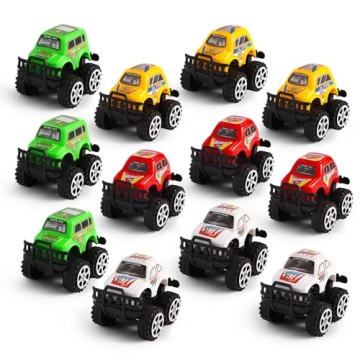 Manmel 12 Pack Pull Back Cars for Kids, Bulk Mini Racing Vehicles Monster Truck Toys Party Favors fo...