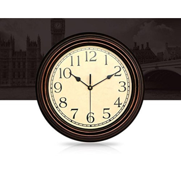 Tebery 12 Inch Retro Silent Wall Clock for All Spaces