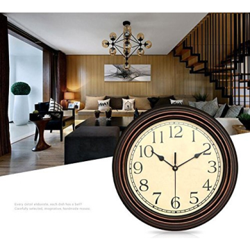 Tebery 12 Inch Retro Silent Wall Clock for All Spaces