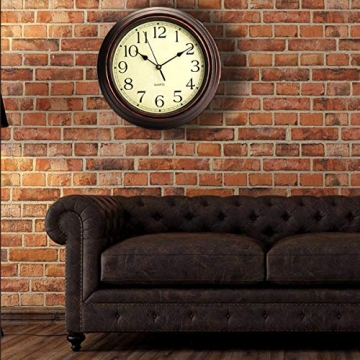 Tebery 12 Inch Retro Silent Wall Clock for All Spaces