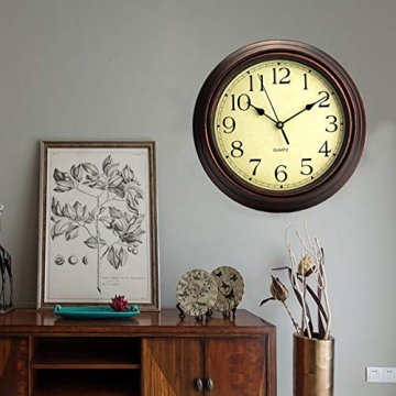 Tebery 12 Inch Retro Silent Wall Clock for All Spaces