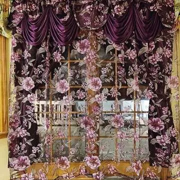Stylish Purple Organza Curtains with Valance by GOHD