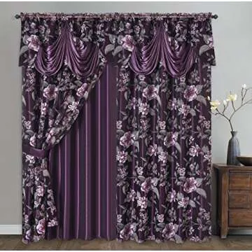 Stylish Purple Organza Curtains with Valance by GOHD