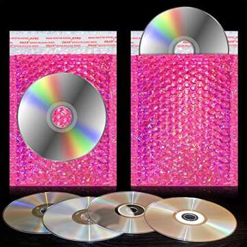 30 Pieces Holographic Bubble Mailers Padded Mailer Holographic Bubble Mailers Padded Envelopes Self Sealing Cushion Envelopes for Mailing, Shipping and Packing